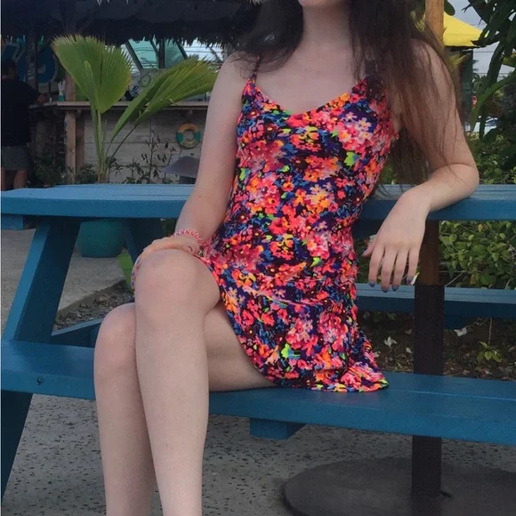 Floral Multicolor Spaghetti Strap Dress - Picture 2 of 2